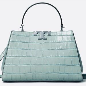 Tory Burch Eleanor Croc-Embossed Satchel